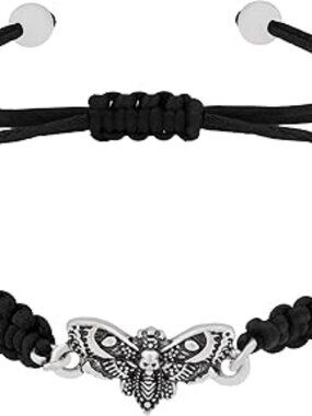 NEW Skull Dead Moth Black Braided Bracelet Strand Gothic Emo Punk Grunge Y2K